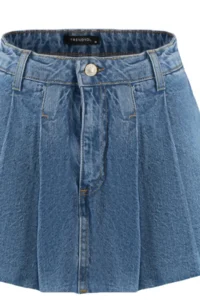 TRENDYOLMiLLA Mavi pleated Regular Waist Mini denim Shorts Skirt - Image 8