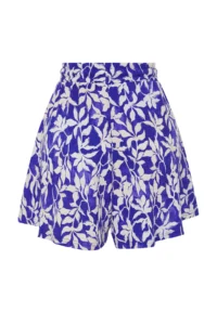 TRENDYOLMiLLA Purple Patterned Rahat Kesim Regular Waist Crepe/textured Knitting Shorts - Image 8
