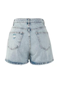 TRENDYOLMiLLA Mavi Button Detailed Double breasted High Waist denim Shorts Skirt - Image 7