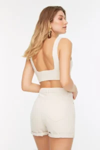 TRENDYOLMiLLA Stone High Waist Mini denim Shorts - Image 5