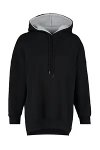TRENDYOLMİLLA Gray Melange Cotton Color Blocked Wide Pattern Inside Fleece Knitting Sports Sweatshirt - Image 6
