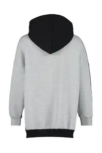 TRENDYOLMİLLA Gray Melange Cotton Color Blocked Wide Pattern Inside Fleece Knitting Sports Sweatshirt - Image 8