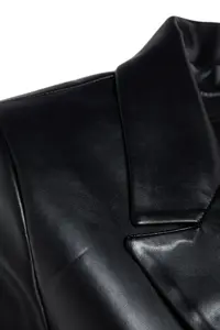 TRENDYOLMİLLA Black Weaving Oversized Faux Leather Blazer Jacket - Image 7
