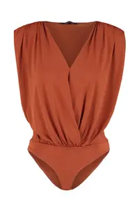 TRENDYOLMİLLA Cinnamon padded Double breasted Yaka Flexible snaps Knitting Bodysuit .D.00007 - Image 7