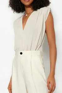 TRENDYOLMİLLA Stone padded Double breasted Yaka Flexible snaps Knitting Bodysuit .D.00007 - Image 5