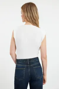 TRENDYOLMİLLA White padded Double breasted Yaka Flexible snaps Knitting Knitting Bodysuit .D.00007 - Image 5