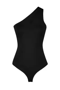 TRENDYOLMİLLA Black Asymmetric Asymmetric Collar Cut Out Detailed Knitting Bodysuit with Bottom Snaps .D.00014 - Image 7