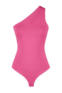 TRENDYOLMİLLA Pink Asymmetric Collar Cut Out Detailed Flexible snaps Knitting Bodysuit .D.00014 - Image 7