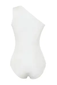 TRENDYOLMİLLA White Asymmetric Collar Cut Out Detailed Knitting Bodysuit with Bottom Snaps .D.00014 - Image 8