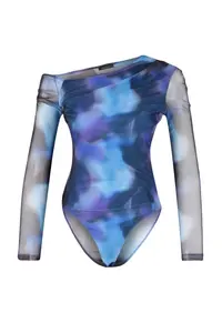 TRENDYOLMİLLA Mavi Patterned Tulle Sheer Back Fitted Flexible snaps Knitting Bodysuit .D.00024 - Image 7