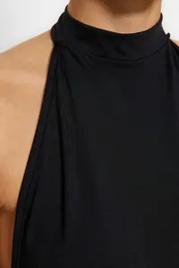 TRENDYOLMİLLA Black Dog collar Low-cut back Flexible Bottom snaps Knitting Bodysuit .D.00037 - Image 6