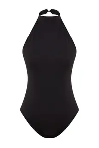 TRENDYOLMİLLA Black Dog collar Low-cut back Flexible Bottom snaps Knitting Bodysuit .D.00037 - Image 8