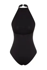 TRENDYOLMİLLA Black Dog collar Low-cut back Flexible Bottom snaps Knitting Bodysuit .D.00037 - Image 9