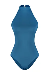 TRENDYOLMİLLA Indigo Dog collar Low-cut back Flexible snaps Knitting Bodysuit .D.00037 - Image 6