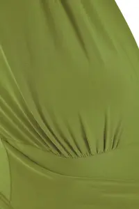 TRENDYOLMİLLA Green Binding Detailed V-neck Fitted Flexible snaps Knitting Bodysuit .D.00055 - Image 9