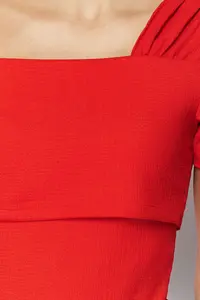 TRENDYOLMİLLA Red Asymmetric Collar Fitted/Snaps Knitting Bodysuit .D.00060 - Image 4