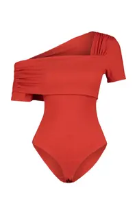 TRENDYOLMİLLA Red Asymmetric Collar Fitted/Snaps Knitting Bodysuit .D.00060 - Image 7