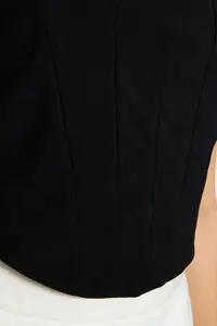 TRENDYOLMİLLA Black Fitted Crop Adjustable Sleeveless Crepe Knitting Bustier - Image 5