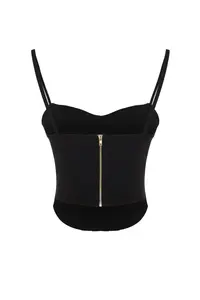 TRENDYOLMİLLA Black Fitted Crop Adjustable Sleeveless Crepe Knitting Bustier - Image 8