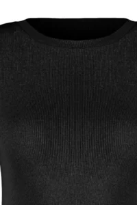 TRENDYOLMİLLA Black Fitted Ribbed Flexible Knitting Blouse - Image 11