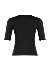 TRENDYOLMİLLA Black Fitted Ribbed Flexible Knitting Blouse - Image 12