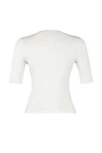TRENDYOLMİLLA Ecru Ribbed Fitted Crew Neck Flexible Knitting Blouse - Image 7