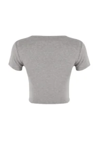 TRENDYOLMİLLA Navy Blue-Gray Melange 2 Sets Package Crop Viscous/Soft Material Flexible Knitting Blouse - Image 10