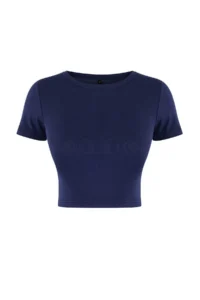 TRENDYOLMİLLA Navy Blue-Gray Melange 2 Sets Package Crop Viscous/Soft Material Flexible Knitting Blouse - Image 11