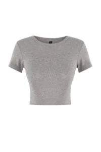 TRENDYOLMİLLA Navy Blue-Gray Melange 2 Sets Package Crop Viscous/Soft Material Flexible Knitting Blouse - Image 9