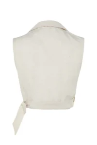 TRENDYOLMİLLA Beige tied up Crop Weaving linen look Blouse - Image 13