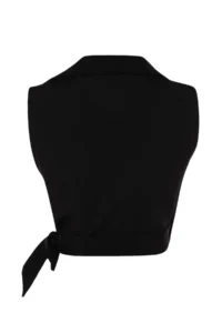 TRENDYOLMİLLA Black tied up Crop Weaving linen look Blouse - Image 13
