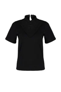 TRENDYOLMİLLA Black brodeli Dog collar Basic Regular/Normal Pattern Cotton Knitting Blouse - Image 6