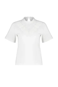 TRENDYOLMİLLA White brodeli Dog collar Basic Regular/Normal Pattern Cotton Knitting Blouse - Image 6