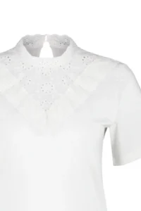 TRENDYOLMİLLA White brodeli Dog collar Basic Regular/Normal Pattern Cotton Knitting Blouse - Image 7