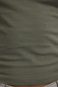 TRENDYOLMİLLA Khaki Low-cut back Crop Cotton Flexible Knitting Blouse - Image 3