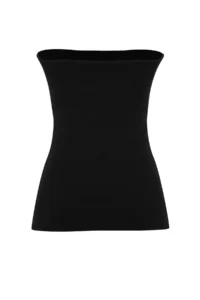 TRENDYOLMİLLA Black Strapless Yaka Yandan Zippered Crepe Knitting Blouse - Image 8