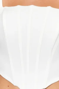 TRENDYOLMİLLA Ecru Sleeveless Corset Crop Weaving Blouse - Image 5
