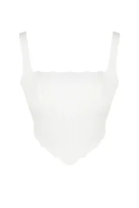 TRENDYOLMİLLA Ecru Sleeveless Corset Crop Weaving Blouse - Image 7