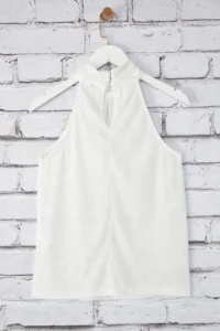 TRENDYOLMİLLA Ecru Regular/Normal Pattern Dog collar Fit Pilise Flexible Knitting Blouse - Image 6