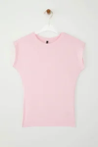 TRENDYOLMİLLA Light Pink Viscous/Soft Material Fitted Moon Arm Flexible Knitting Blouse - Image 5