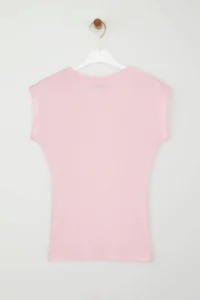 TRENDYOLMİLLA Light Pink Viscous/Soft Material Fitted Moon Arm Flexible Knitting Blouse - Image 6