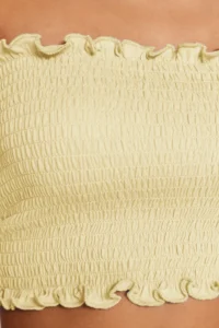 TRENDYOLMİLLA Light Yellow Strapless Gipelli Fitted Flexible Knitting Blouse - Image 4
