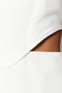 TRENDYOLMİLLA White A-Kesim Mini Cotton Waist Dekolteli Square Neck Lined Weaving Dress - Image 5