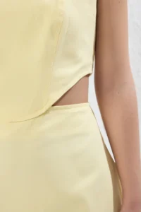 TRENDYOLMİLLA Butter Yellow A-Line Mini Cotton Waist Low-cut Square Neck Lined Weaving Dress - Image 4