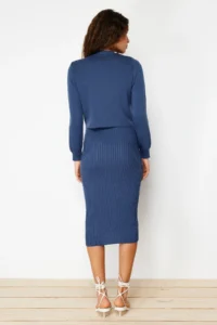 TRENDYOLMİLLA Indigo Plain Midi Dress - Image 5