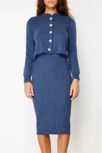 TRENDYOLMİLLA Indigo Plain Midi Dress - Image 6
