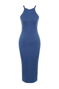 TRENDYOLMİLLA Indigo Plain Midi Dress - Image 7