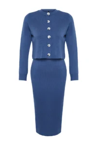 TRENDYOLMİLLA Indigo Plain Midi Dress - Image 8