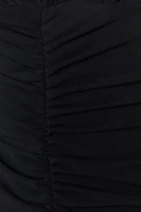 TRENDYOLMİLLA Black Fitted Ruffle Detailed Midi Flexible Knitting Pen Dress - Image 5