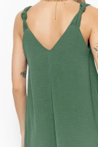 TRENDYOLMİLLA Green Rahat Kesim V-neck Midi Weaving Dress - Image 5